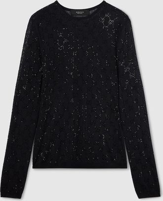 Gucci GG Crystal Embroidered Top, Black, Ready-to-wear