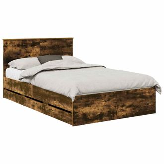 vidaXL Estructura De Cama Roble Ahumado 120 X 190 Cm Madera Ingenieril Vidaxl