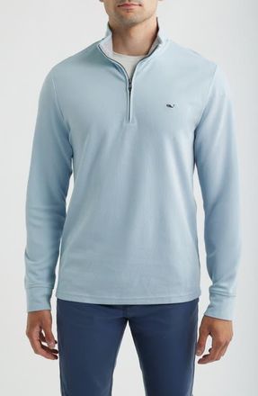 Vineyard Vines Saltwater Quater Zip Pullover in Del Mar Blue at Nordstrom, Size Xx-Large