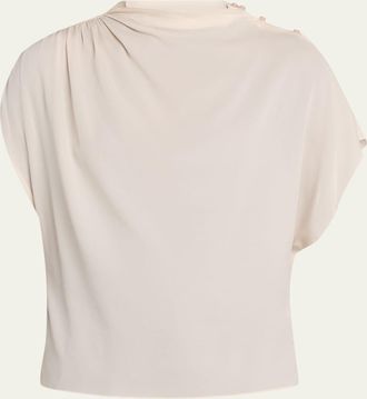 TWP Wish You Would Draped Silk Georgette Blouse