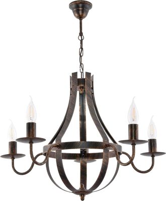 OEM L&aacute;mpara De Techo Colgante Tipo Candelabro, Color Negro Y Oro Antiguo, Elen Negro 11-360