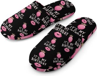 Generic Its My Birthday Mens Cozy Memory Foam Slippers Warm Cotton House Shoes Comfy Slipper for Indoor Outdoor