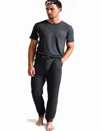 Ted Baker Mens Luxe Modal Lounge T-Shirt, Grey Heather - Black/Grey - Size: 37/36/32/42