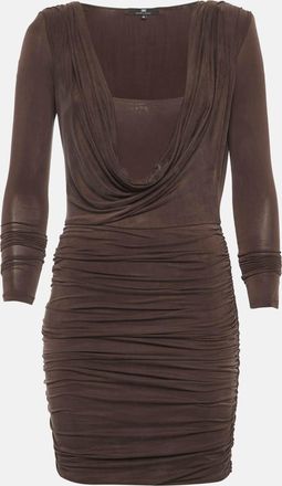 Elisabetta Franchi Brown Jersey Ruche Mini Dress