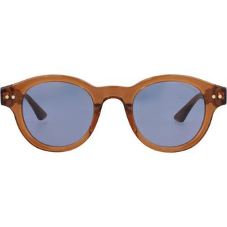 Montblanc 48mm Round Sunglasses FASHION SUNGLASSES in Brown Blue at Nordstrom Rack