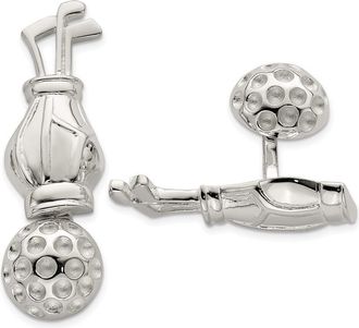 Diamond2Deal Sterling Silver Reversible Golf Clubs & Ball Cufflinks
