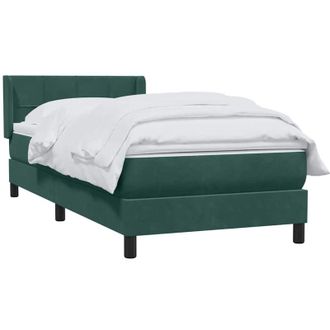 vidaXL Cama Box Spring Con Colch&oacute;n Terciopelo Verde Oscuro 80x220 Cm Vidaxl
