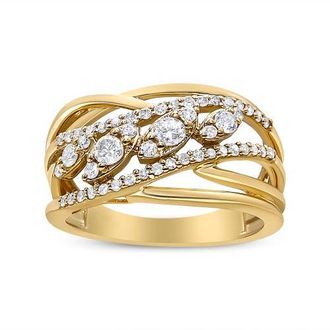 House of Brilliance 10K Yellow Gold 1/2 Cttw Diamond Split Shank Cocktail Ring at Nordstrom, Size 5