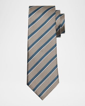 Ermenegildo Zegna Mens Stripe Jacquard Silk Tie