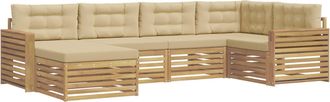 vidaXL Conjunto De Sof&aacute;s De Exterior 6 Uds. Y Beige Poli&eacute;ster Vidaxl