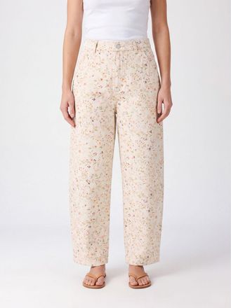 Tela Pantaloni wide leg a vita alta in cotone con stampa floreale