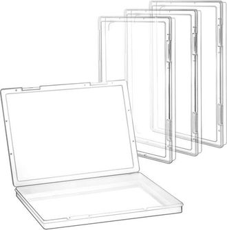 OEM Dailygoods - Juego De 4 Cajas Para Documentos - Transparentes - Tama&ntilde;o A4 - Resistentes - Cajas De Almacenamiento - Protecci&oacute;n - Organizaci&oacute;n