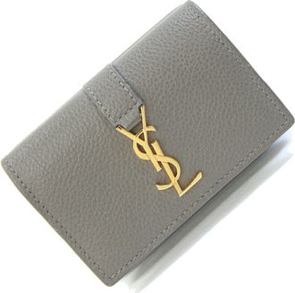 Saint Laurent Gray Leather Wallet (Tri-Fold) (Pre-Owned)