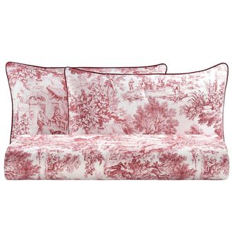 Biancoperla TOILE DE JOUY Double duvet cover set, Coral