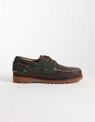 Polo Ralph Lauren Ranger scarpe da barca marroni e verde oliva-Marrone