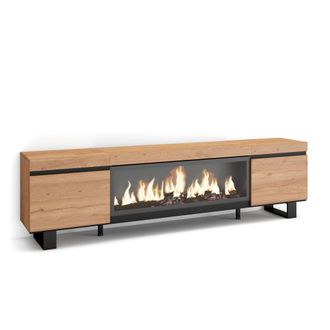 Skraut Home Skraut Home - Mueble Tv, Televisi&oacute;n, Muebles De Sal&oacute;n, Almacenaje, 210, Para Tv Hasta 80, Chimenea El&eacute;ctrica Xxl, Dise&ntilde;o Industrial, Estilo Moderno, R