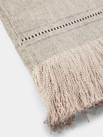 De Le Cuona Fox Linen Fringe- and Leather-Detail Throw (94.5in/2.4m)