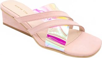 All Black Strappy Square Wedge In Pink