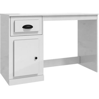 vidaXL Scrivania Cassetto Bianco Lucido 115x50x75 cm Legno Multistrato vidaXL