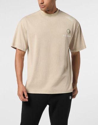 Plein Sport Cotton Round Neck T-Shirt Cold Dye in Beige at Nordstrom, Size Xxx-Large Eu