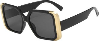 Generic Metal Square Large Frame Mens And Womens Sunglasses Outdoor Commuter UV400 Sports Photo Vacation Sun Glasses(Black)