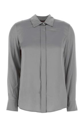 MM Studio Powder Blue Stretch Satin Baden Shirt