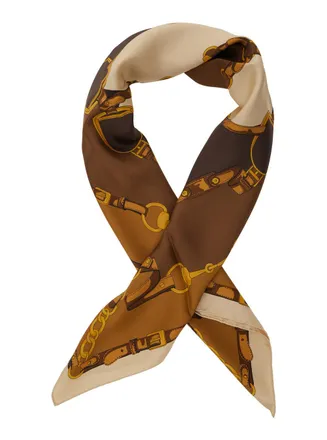 Gucci Womens Square Silk Scarf, Brown Scarfs