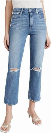 Paige Sarah Solera Destructed Wash High Rise Crop Jeans In Blue