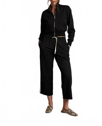 perfectwhitetee Milana Cropped Travel Track Jacket In True Black