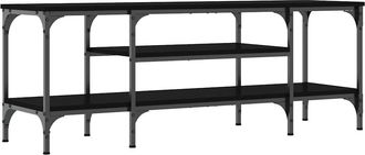vidaXL Vidaxl - Mueble De Tv Hierro Y Madera Contrachapada Negro 121x35x45 Cm