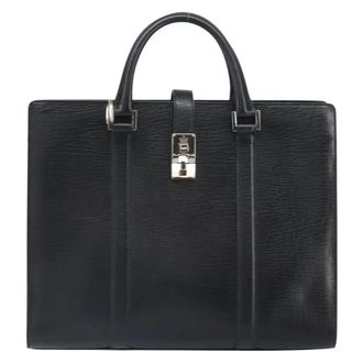 Gucci Vintage Leather Black Leather Handbag (Pre-Owned)
