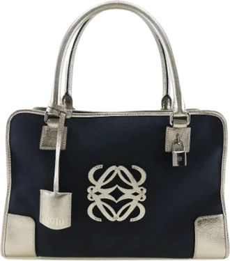 Loewe Pre-owned Handbags, female, Blue, Size: ONE SIZE Pre-owned Canvas handbags