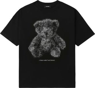 We11done Getailleerd T-shirt met beerprint - Zwart