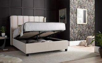 Bedmaster Aurora Velvet Ottoman Bed in Light Stone | Size: King