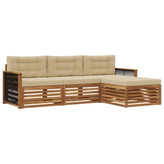 vidaXL Conjunto De Sof&aacute;s De Exterior Con Coj&iacute;n Natural Y Beige Vidaxl