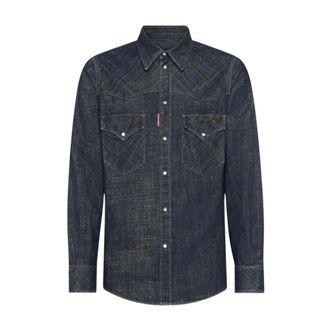 Dsquared2 Denim Overhemden voor Mannen - Heren - Spijkeroverhemden - Blauw - XL - Denim - Overhemden