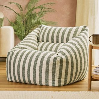 Icon Brand Puf sill&oacute;n de tejido boucl&eacute; a rayas, verde oliva