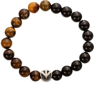 Eye Candy Los Angeles Mens David Peace Charm Stone Beaded Stretch Bracelet in Black at Nordstrom Rack