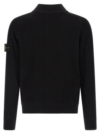 Stone Island Ribbed Cotton Sweater - Black