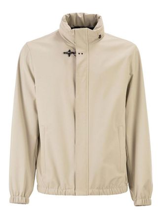 Fay Jacket In Cream Cotton With Stand-Up Collar