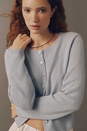 Reformation Clara Cashmere Crew Cardigan Sweater