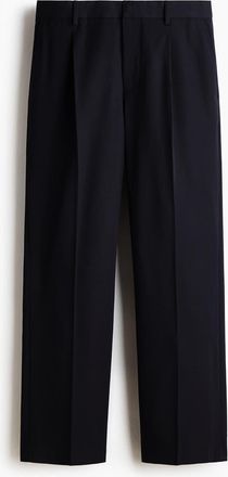 H&M Relaxed Fit Wool-blend Tailored Trousers in Navy Blue at Nordstrom, Size 36