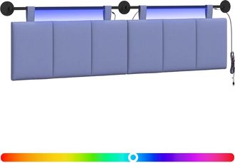 vidaXL Cabecero Colgante Con Luz Led Azul Jeans Tela Vidaxl