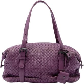 Bottega Veneta Pre-owned Woven Shoulder Bag - Dames - Vintage Schoudertas - Paars - ONE Size - Leer - Vintage