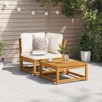 vidaXL Sof&aacute; De Jard&iacute;n De Esquina Y Cojines Acacia Maciza 73x73x65 Cm Vidaxl