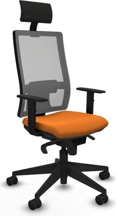 Piqueras y Crespo Piqueras Y Crespo - Horna sincro malla gris similpiel naranja brazos 1D base piramidal cabecero fijo ruedas 65mm nailon