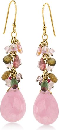 Ross-Simons Morganite and Multicolored Tourmaline Bead Drop Earrings in 18kt Gold Over Sterling