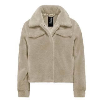 Bomboogie Giacca Corta in Eco-pelliccia con Effetto Lapin - - Jackets - Donna - Beige - M