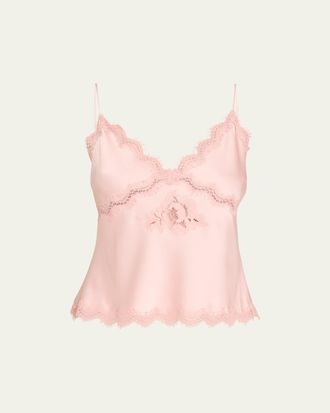 LoveShackFancy Evony Satin Crepe Top