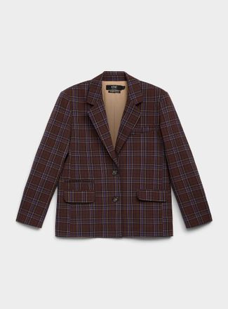 Icone Womens Casual plaid twill Blazer Jacket